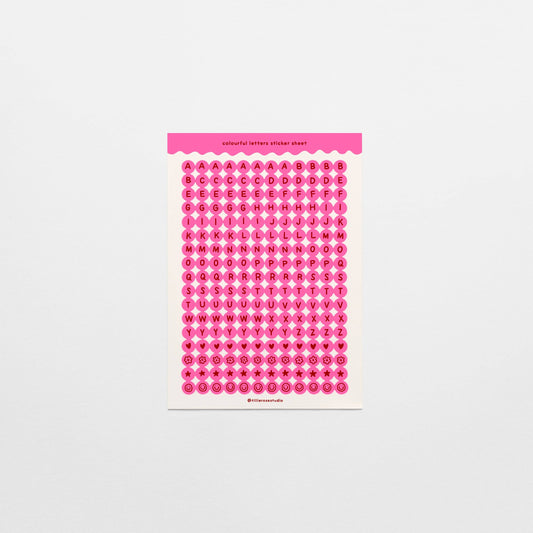 Tillie Rose Studio - Hot Pink Letter Bead Sticker Sheet