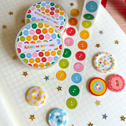COMING SOON: Veronica Porlier Illustrations - Rainbow Buttons Washi Tape