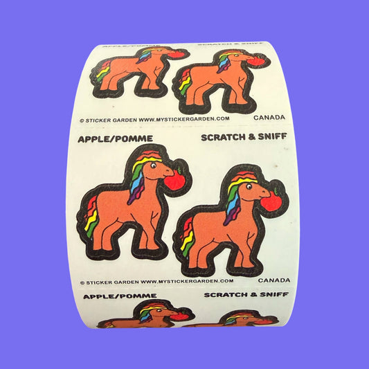 COMING SOON: Sticker Garden - Sticker off the Roll - Horse Apple Scent Scratch and Sniff Sticker 