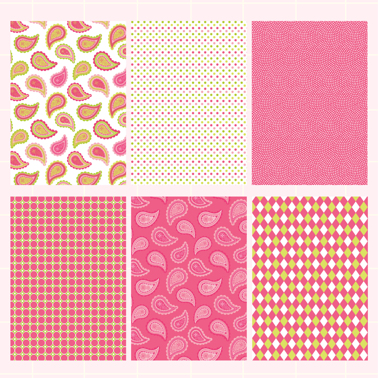 Pink and Green Retro Scrapbook Paper Pack