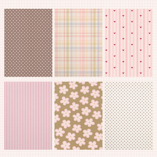 Pink and Brown Rustic Whimsy Scrapbook Paper Pack