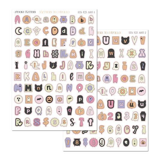 COMING SOON: Letters to Apollo - Spooky Letters Sticker Sheets