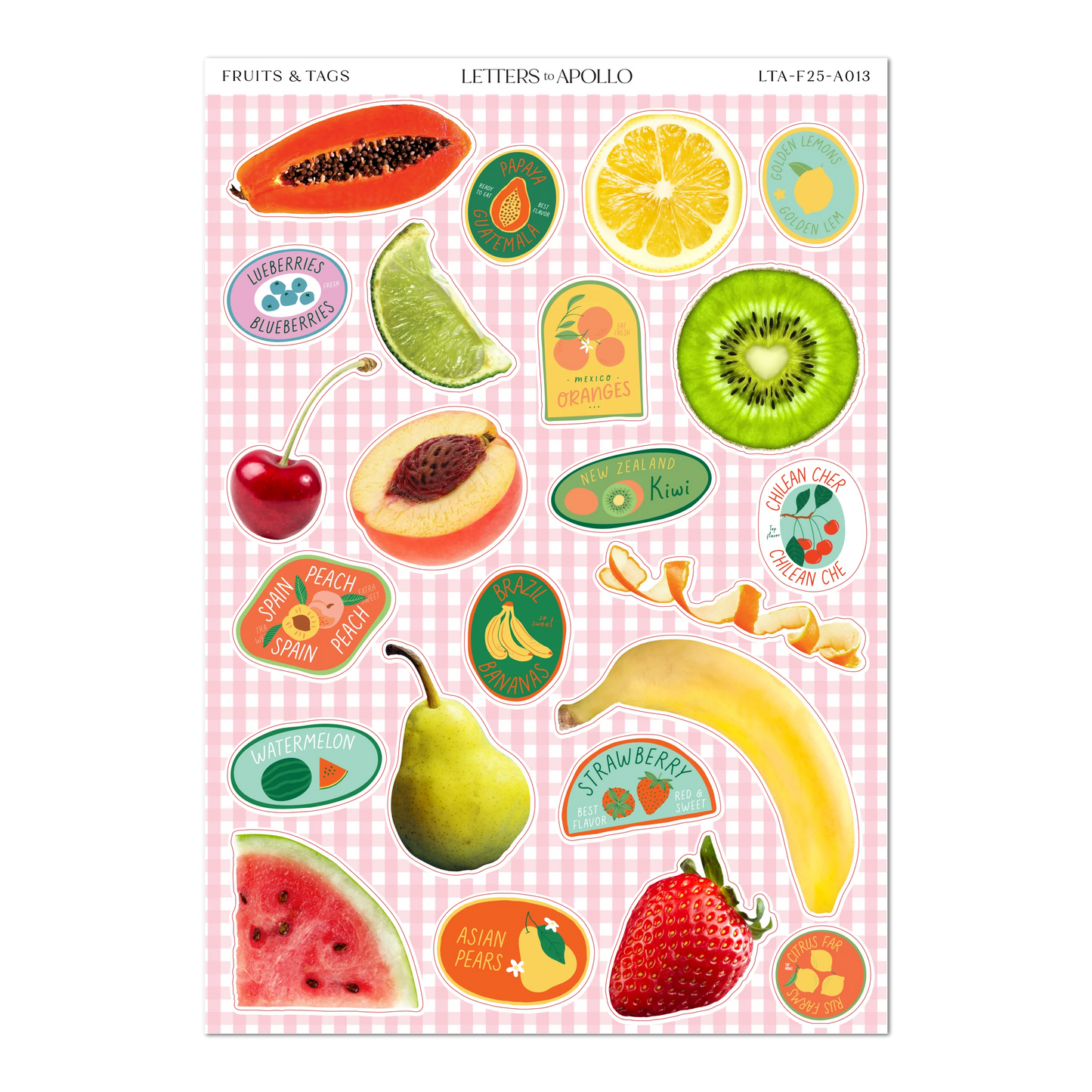 Letters to Apollo - Fruits & Tags Sticker Sheet