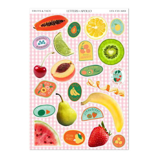 COMING SOON: Letters to Apollo - Fruits & Tags Sticker Sheet