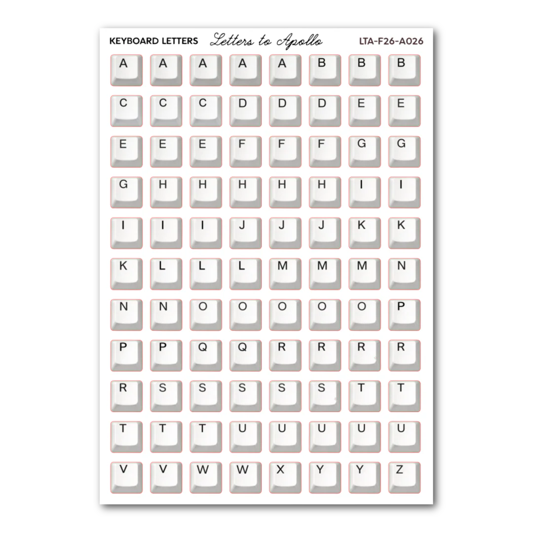 COMING SOON: Letters to Apollo - Keyboard Letters Sticker Sheet