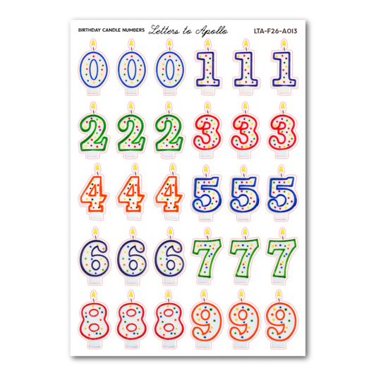 Letters to Apollo - Birthday Candle Sticker Sheet