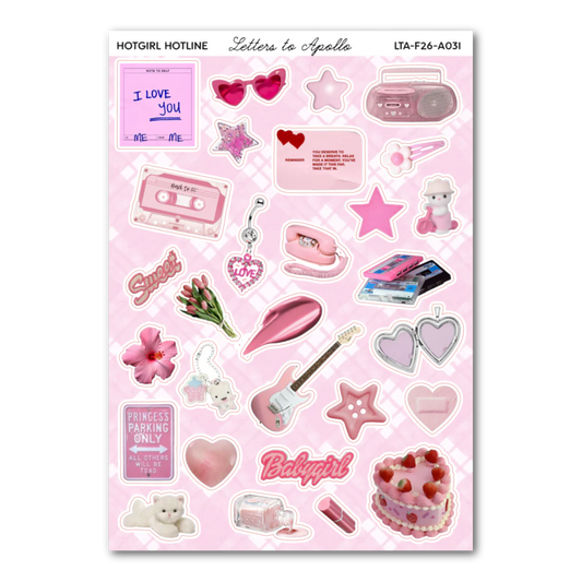 Letters to Apollo - Hotgirl Hotline Sticker Sheet