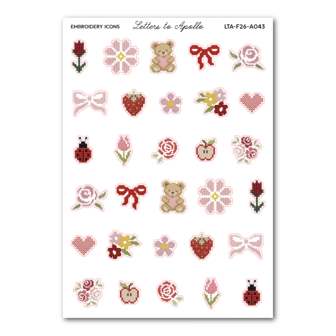 COMING SOON: Letters to Apollo - Embroidery Icons Sticker Sheet