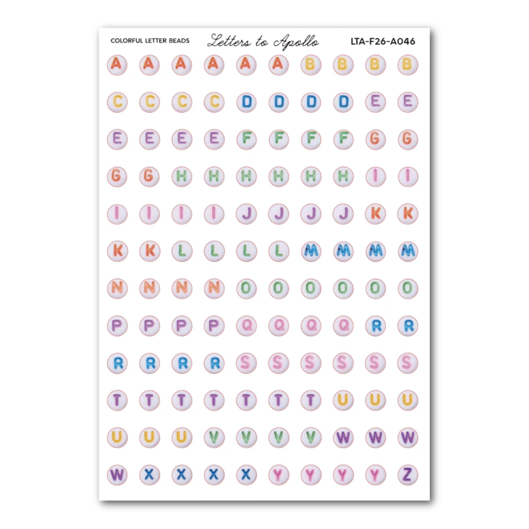 COMING SOON: Letters to Apollo - Colourful Bead Sticker Sheet