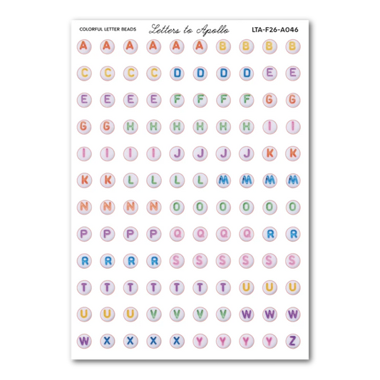 COMING SOON: Letters to Apollo - Colourful Bead Sticker Sheet