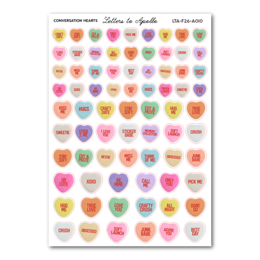 COMING SOON: Letters to Apollo - Conversation Hearts Sticker Sheet