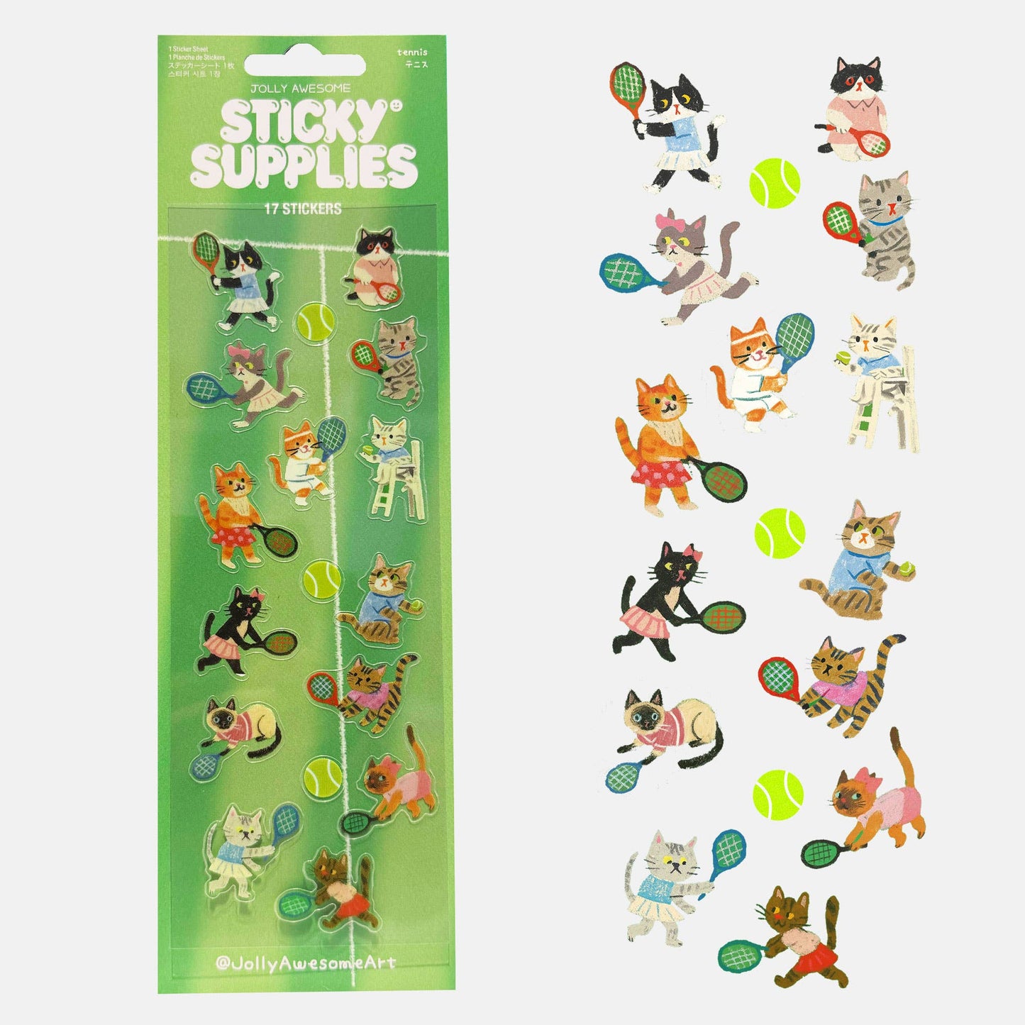 COMING SOON: Jolly Awesome - Tennis Cats Sticker Sheet