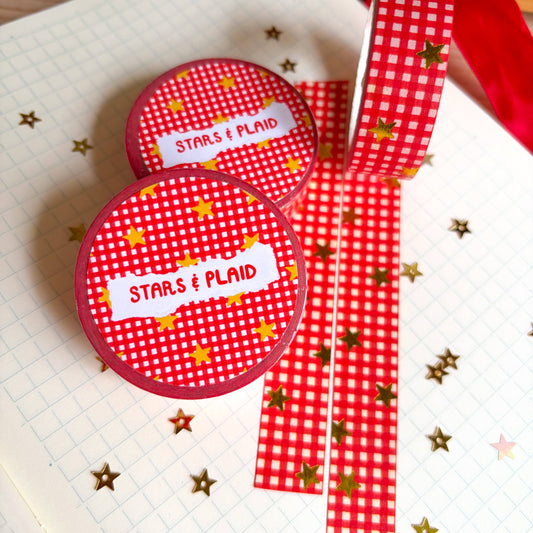 COMING SOON: Veronica Porlier Illustrations - Stars & Plaid Foil Washi Tape: Available