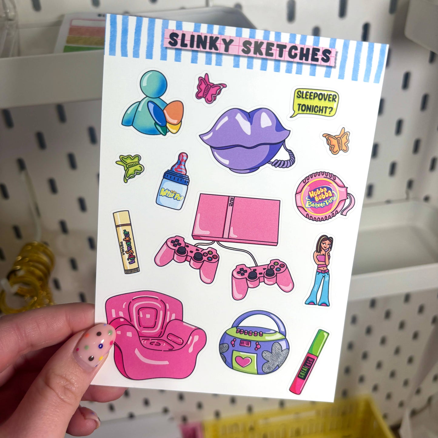 COMING SOON: Slinky Sketches - 00's Sleepover A6 Matte Sticker Sheet