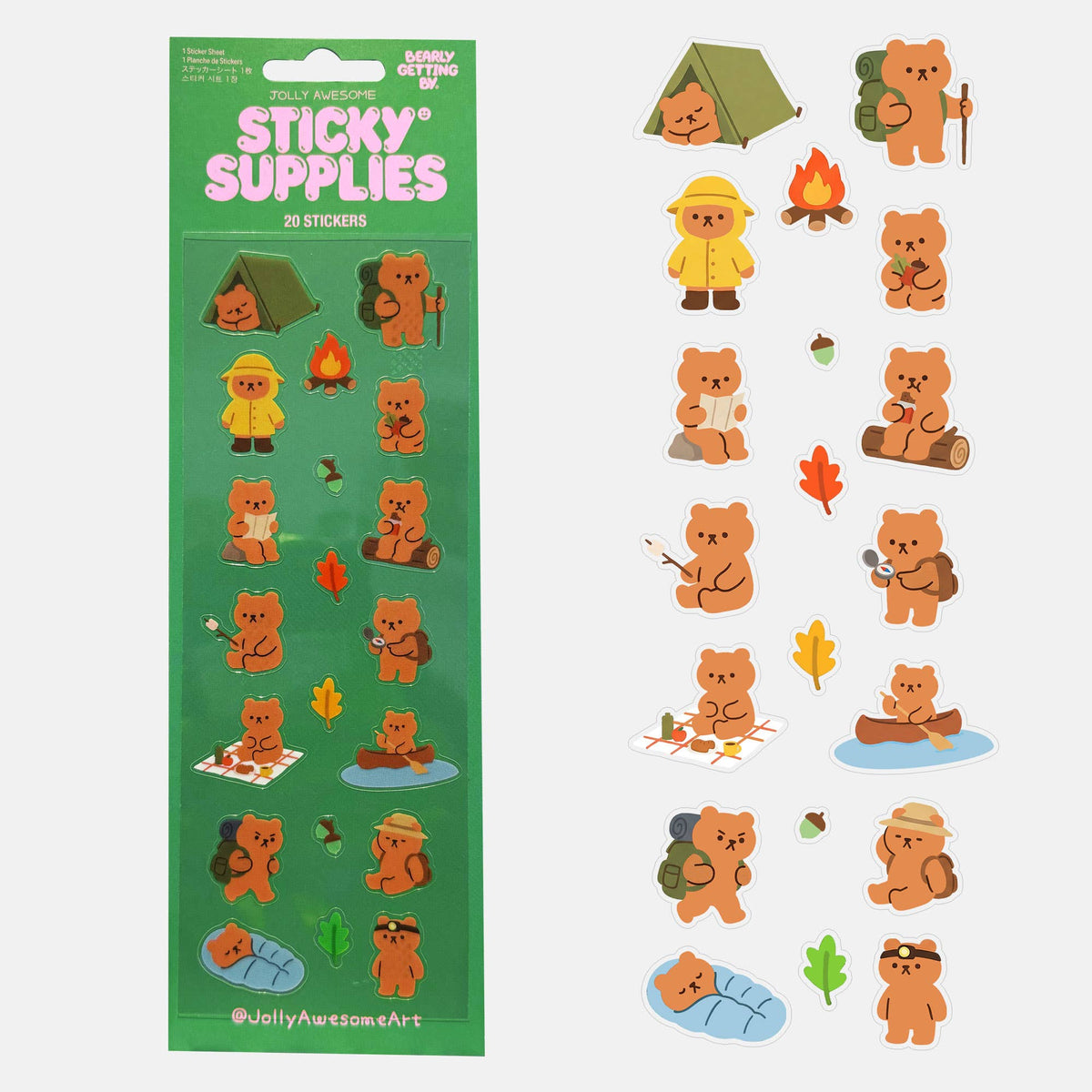 Coming Soon: Jolly Awesome - Bearly Getting By Outdoors Sticker Sheet