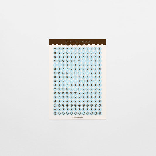 Tillie Rose Studio - Brown and Blue Letter Bead Sticker Sheet