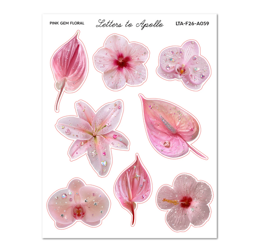 Letters to Apollo - Pink Gem Floral Sticker Sheet