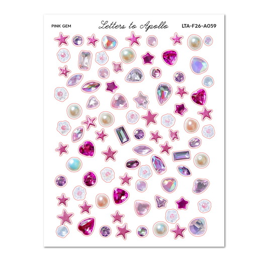 Letters to Apollo - Pink Gems Sticker Sheet