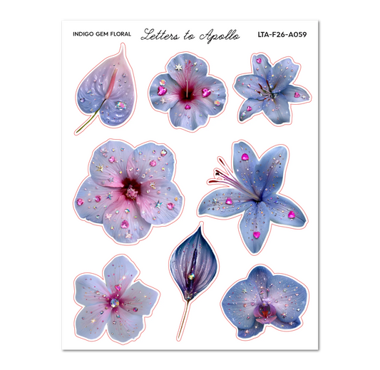 Letters to Apollo - Blue Gem Floral Sticker Sheet