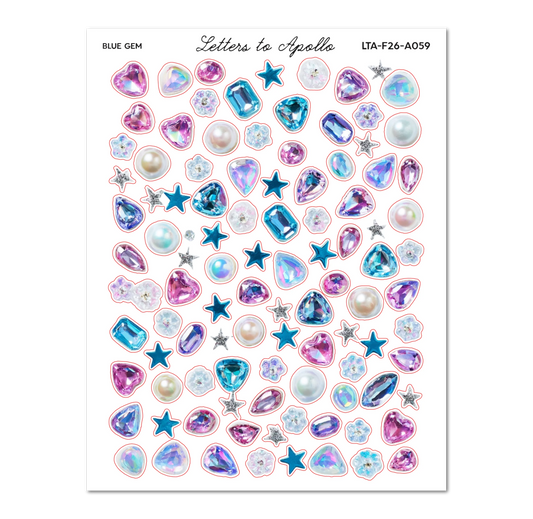 Letters to Apollo - Blue Gems Sticker Sheet