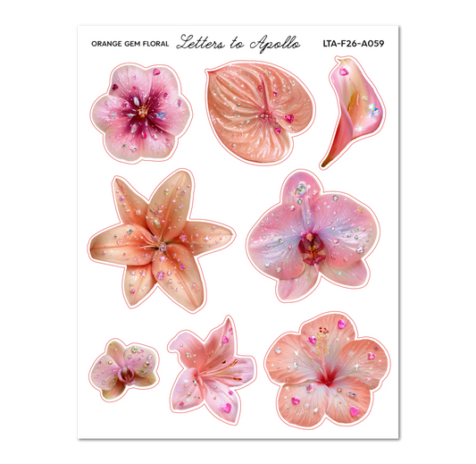 Letters to Apollo - Orange Gem Floral Sticker Sheet