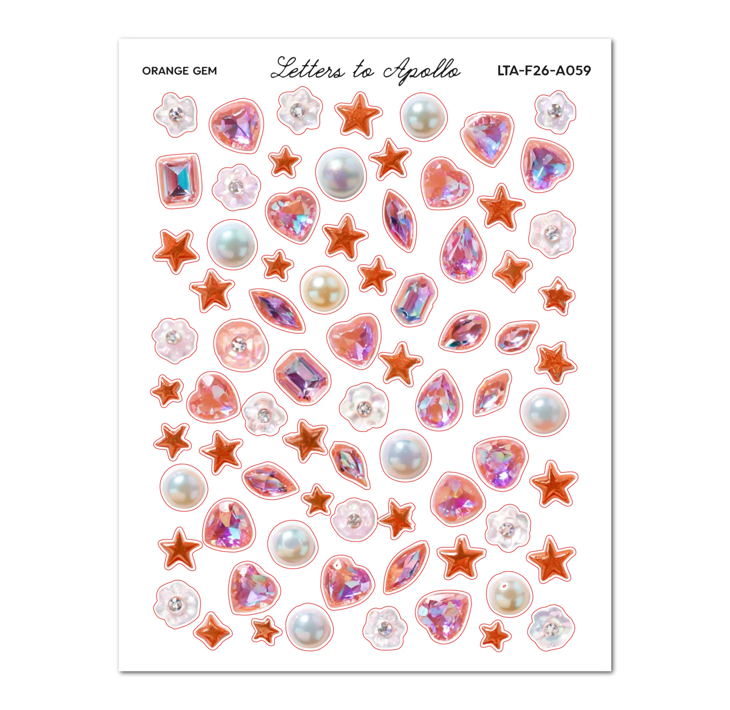 COMING SOON: Letters to Apollo - Orange Gems Sticker Sheet