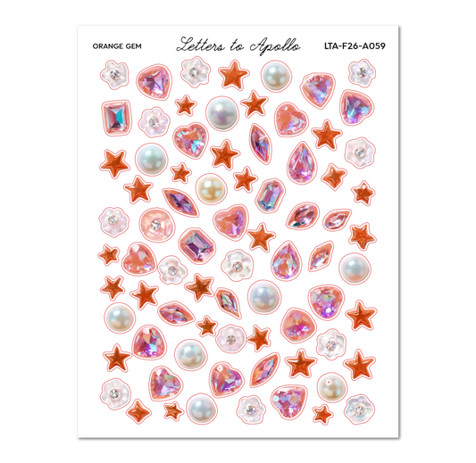 Letters to Apollo - Orange Gems Sticker Sheet