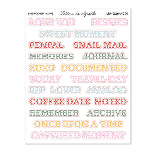Letters to Apollo - Embroidery Words Sticker Sheet