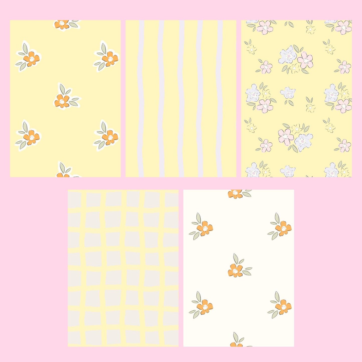 Pastel Yellow Floral Scrapbook Paper Pack