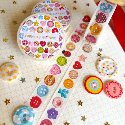 COMING SOON: Veronica Porlier Illustrations - Favorite Buttons Washi Tape