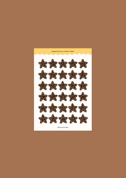Leopard Print Stars Sticker Sheet