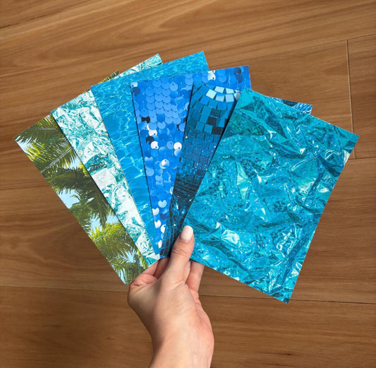 Blue Themed Sticker Paper: Scrapbook, Junk Journal, Planner