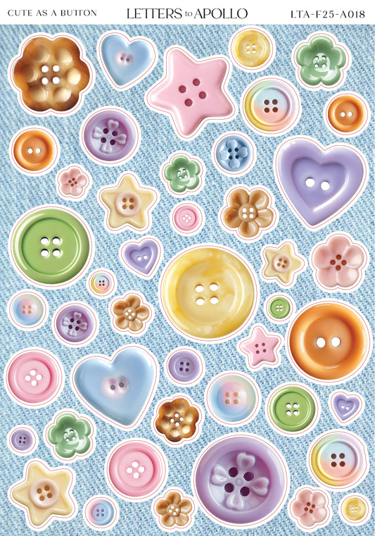 COMING SOON: Letters to Apollo - Cute as a Button Sticker Sheet