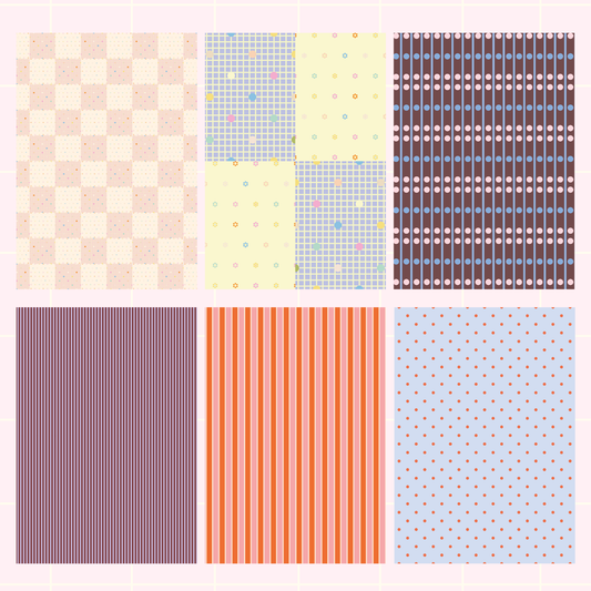 Stripes and Dots Mixed Print Sticky Back Journal Paper