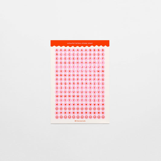 Tillie Rose Studio - Pink and Red Letter Bead Sticker Sheet