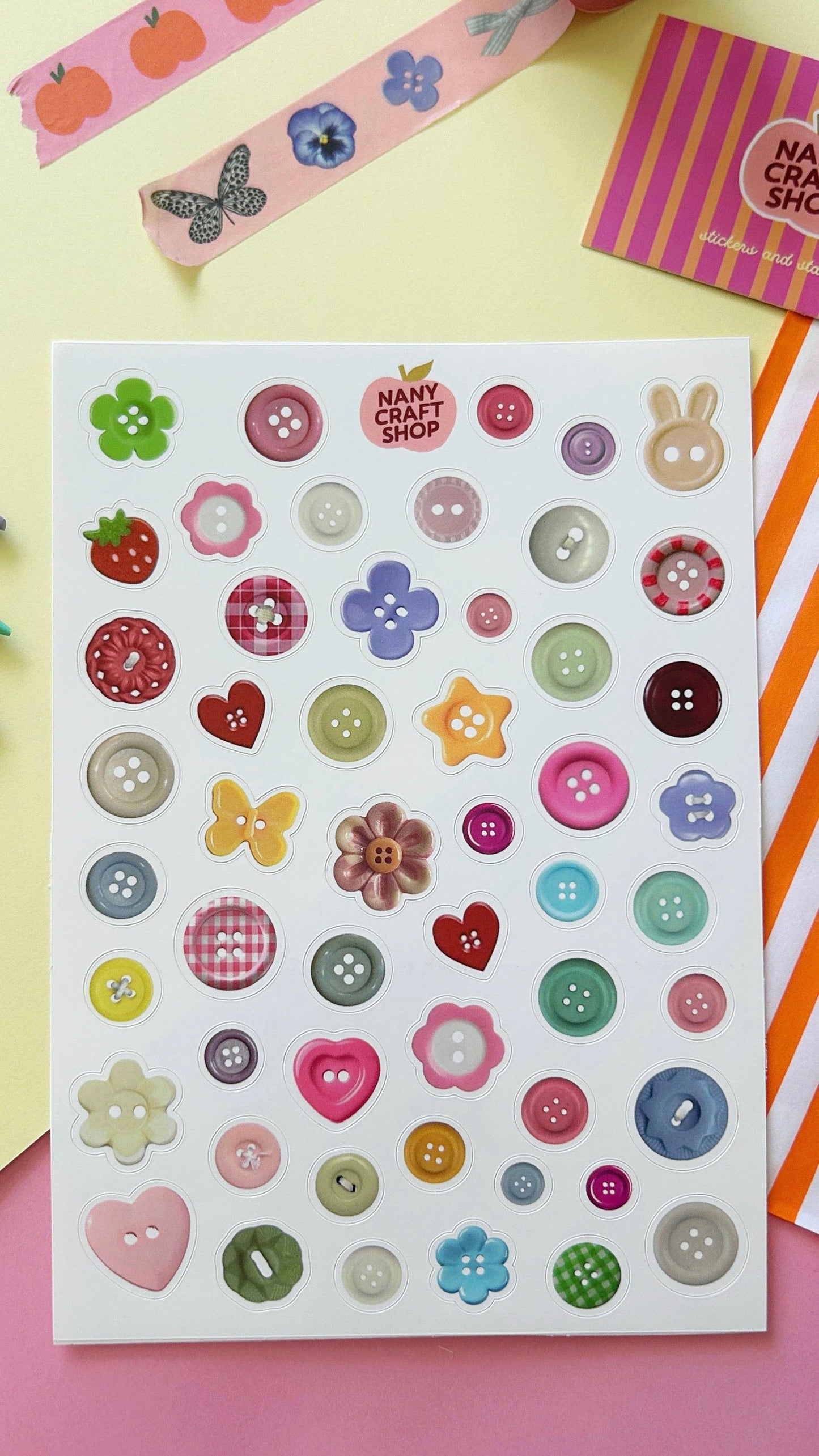 NanyCraftShop A5 Button Sticker Sheet