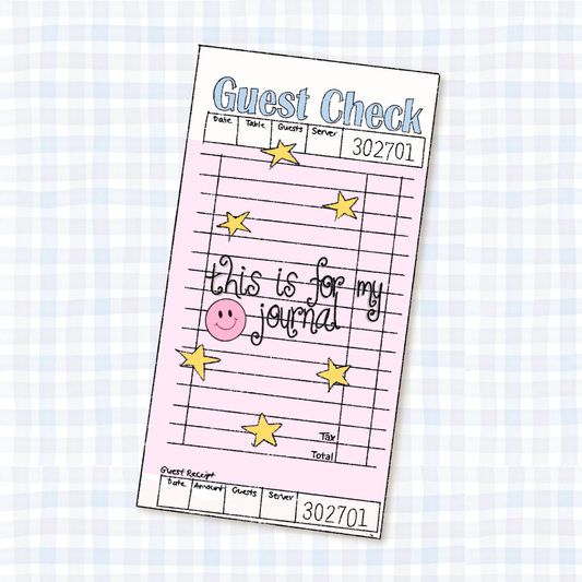 COMING SOON: Shyla's Journal - "this is for my journal" Guest Check Vinyl Sticker