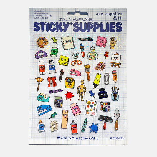 COMING SOON: Jolly Awesome - A5 Art Supplies Holographic Sticker Sheet