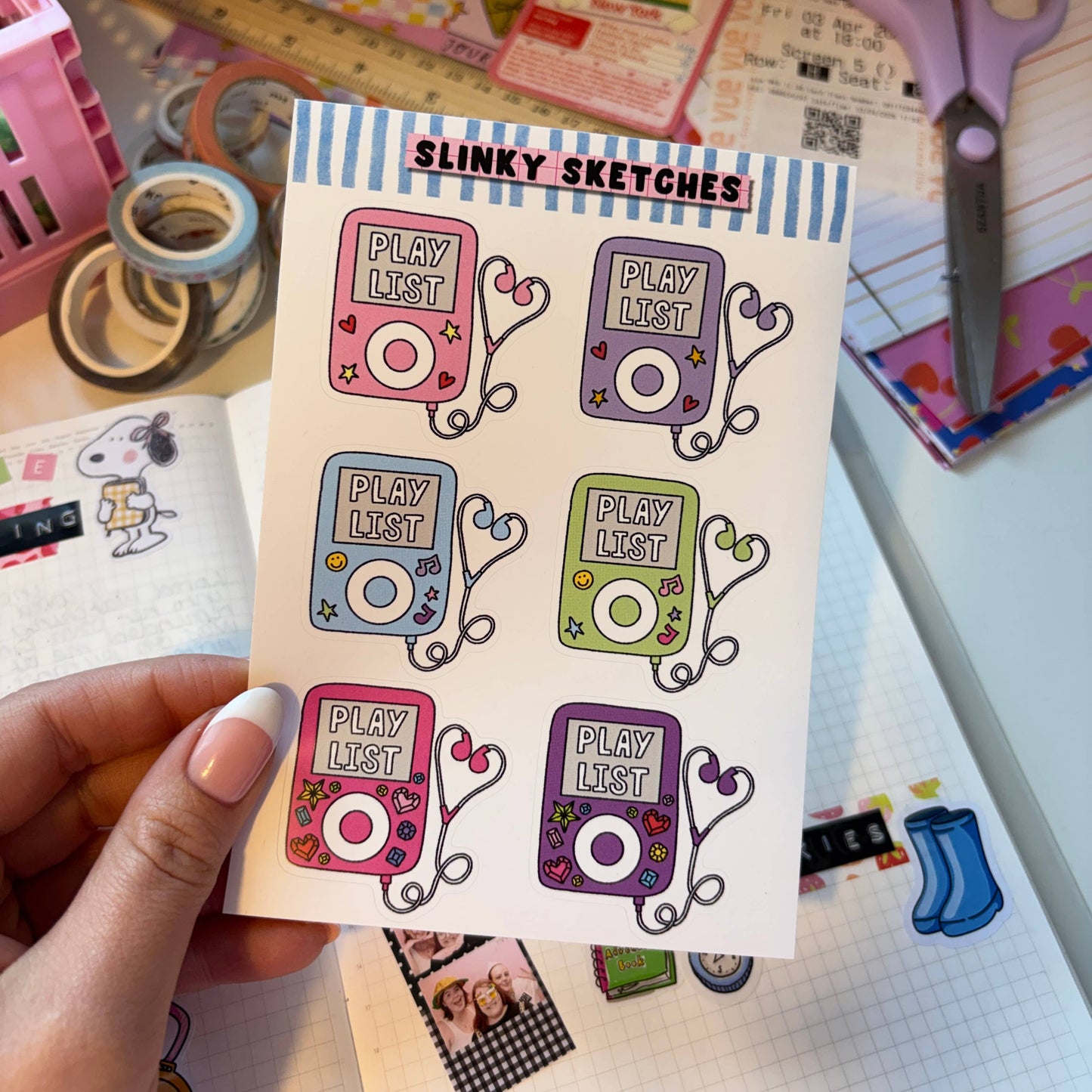 COMING SOON: Slinky Sketches - Playlist A6 Matte Sticker Sheet
