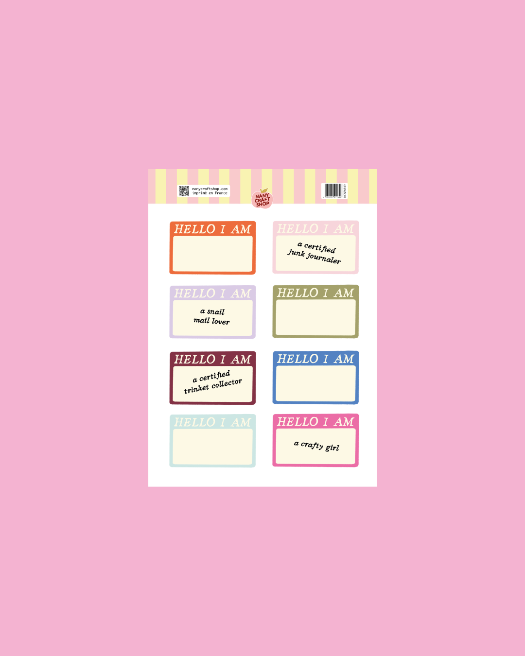 Coming Soon: Nany Craft Shop - Hello I Am A6 Sticker Sheet