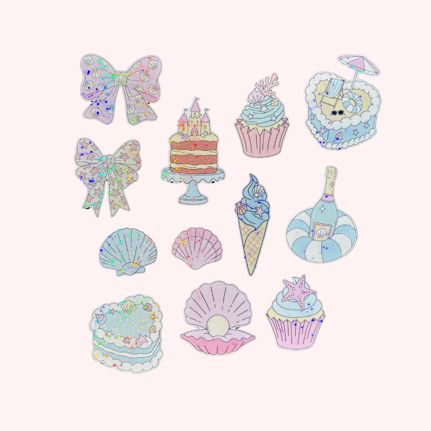 Sparkly Beach Themed Sticker Set