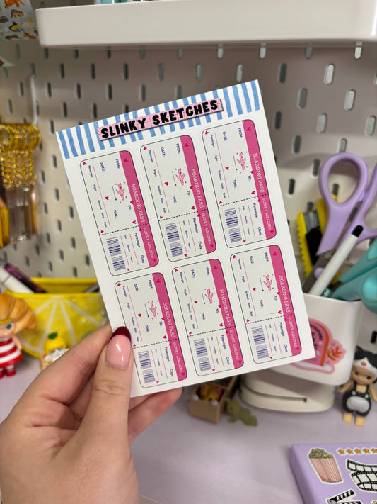 COMING SOON: Slinky Sketches - Slinky Airlines A6 Matte Sticker Sheet