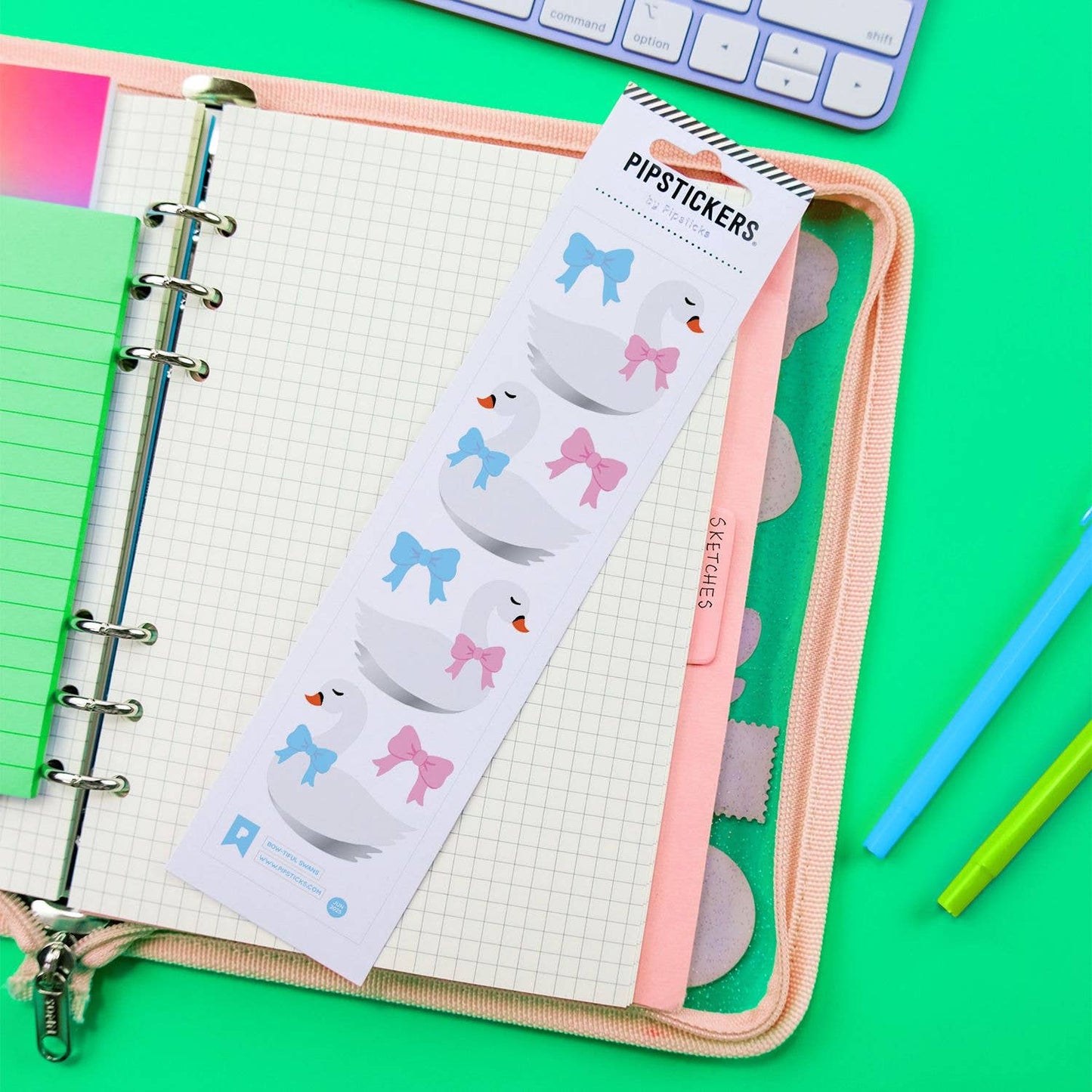 Pipsticks Bow-tiful Swans Sticker Sheet