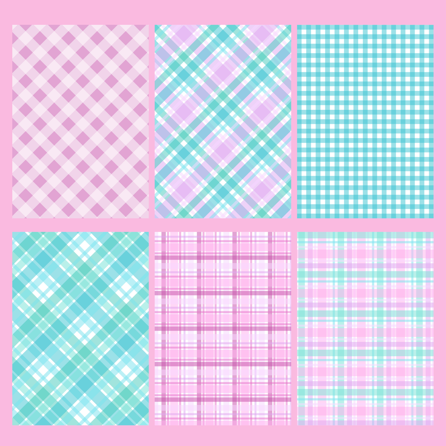 Pink and Turquoise Gingham Journal Paper Pack