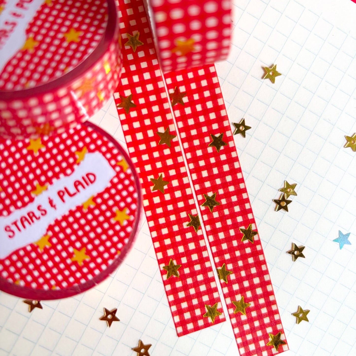 COMING SOON: Veronica Porlier Illustrations - Stars & Plaid Foil Washi Tape: Available
