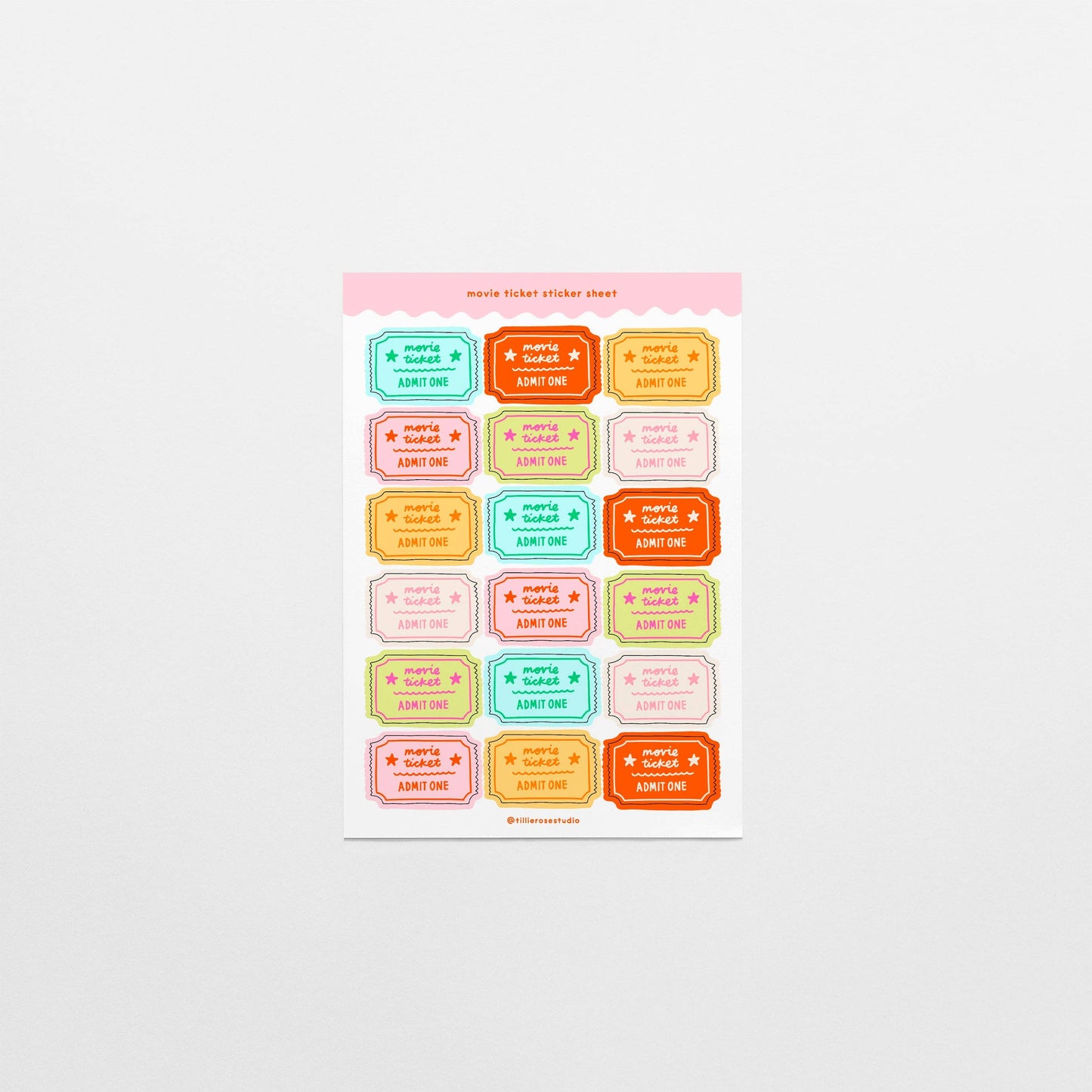 COMING SOON: Tillie Rose Studio - Bright Movie Ticket Sticker Sheet