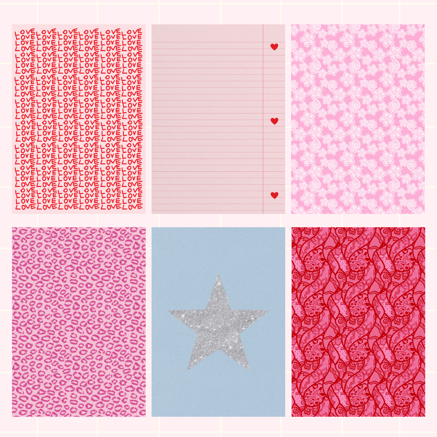 Lover Girl Mixed Print Sticky Back Journal Paper