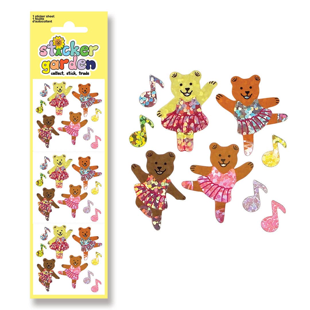 COMING SOON: Sticker Garden - Sparkle Ballerina Bears Sticker Sheet