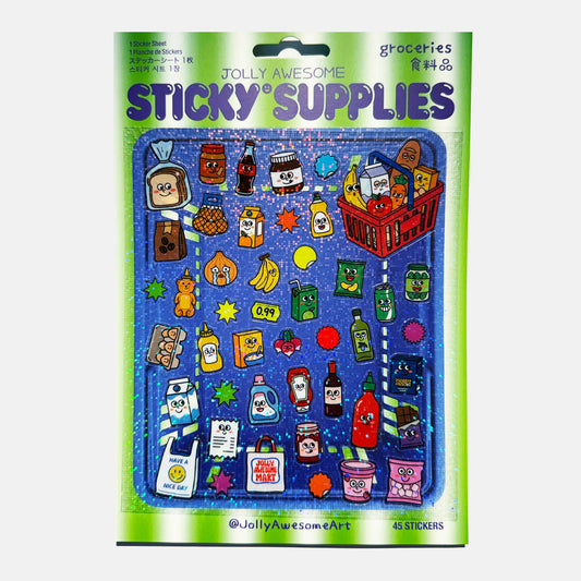 COMING SOON: Jolly Awesome - A5 Groceries Holographic Sticker Sheet
