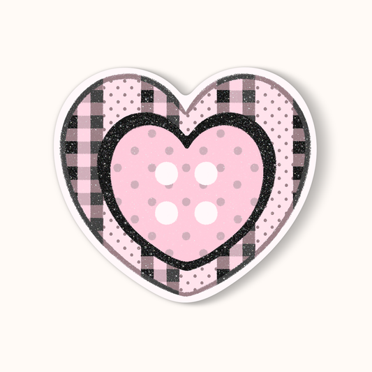 Coming Soon: Reverie Realm - Heart Button (Pink) | Vinyl Waterproof Sticker